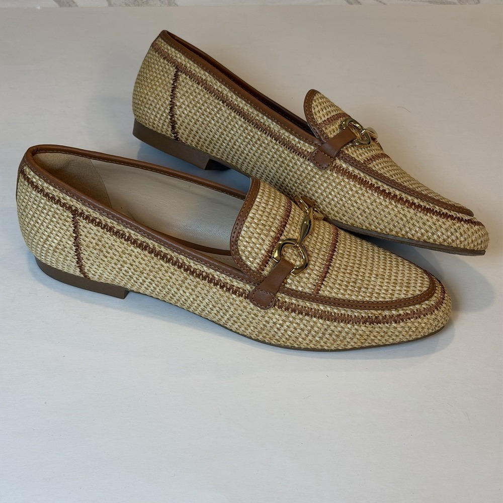 Arezzo Size-9B Women's Beige Emmy Raffia Loafers Flat  $99
